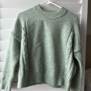 Madewell Havener Sweater Cable knit Womens Green Wool Alpaca small